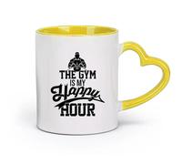 AYUEHBN Ceramics Novelty Ceramic Cup Lifestyle Gymnastics Fitnesscenter Man Sports Phrase Words （11oz/320ml） Restaurant, Office Yellow