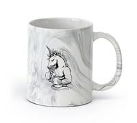 AYUEHBN Ceramics Novelty Ceramic Cup Myth Unicorn Fantasy Sport Club Boxing Gymnastics （11oz/320ml） for Coffee Oatmeal Tea Easy to Clean Marble Black
