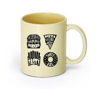 AYUEHBN Ceramics Novelty Ceramic Cup Tasty Words Lettering Pizza Burger Donut Cafe （11oz/320ml） for Tea, Hot Chocolate Beige