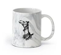 AYUEHBN Ceramics Novelty Tea or Coffee Cup Camel Head Desert Bedouin Animal Zoo （11oz/320ml） Office, Home, Café, Dishwasher & Microwave Safe Marble Black