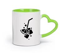 AYUEHBN Ceramics Novelty Tea or Coffee Cup Cocktail Ice Slice of Lemon Tubules Bars （11oz/320ml） Dishwasher and Microwave Safe Green