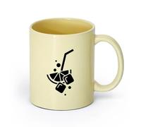 AYUEHBN Ceramics Novelty Tea or Coffee Cup Cocktail Ice Slice of Lemon Tubules Bars （11oz/320ml） Dishwasher and Microwave Safe Beige