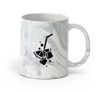 AYUEHBN Ceramics Novelty Tea or Coffee Cup Cocktail Ice Slice of Lemon Tubules Bars （11oz/320ml） Dishwasher and Microwave Safe Marble Black