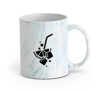 AYUEHBN Ceramics Novelty Tea or Coffee Cup Cocktail Ice Slice of Lemon Tubules Bars （11oz/320ml） Dishwasher and Microwave Safe Marble Blue