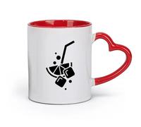 AYUEHBN Ceramics Novelty Tea or Coffee Cup Cocktail Ice Slice of Lemon Tubules Bars （11oz/320ml） Dishwasher and Microwave Safe Red