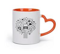 AYUEHBN Ceramics Novelty Tea or Coffee Cup Computer Tree Internet Social Networks （11oz/320ml） Ceramic Coffee Mug for Cappuccino Tea, Milk, Orange