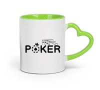 AYUEHBN Ceramics Novelty Tea or Coffee Cup Four Aces Poker Cards Gambling Ace Casino （11oz/320ml） for Tea Coffee Milk Cappuccino Green