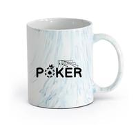 AYUEHBN Ceramics Novelty Tea or Coffee Cup Four Aces Poker Cards Gambling Ace Casino （11oz/320ml） for Tea Coffee Milk Cappuccino Marble Blue