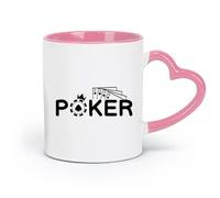 AYUEHBN Ceramics Novelty Tea or Coffee Cup Four Aces Poker Cards Gambling Ace Casino （11oz/320ml） for Tea Coffee Milk Cappuccino Pink