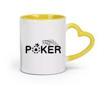 AYUEHBN Ceramics Novelty Tea or Coffee Cup Four Aces Poker Cards Gambling Ace Casino （11oz/320ml） for Tea Coffee Milk Cappuccino Yellow