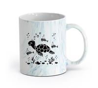AYUEHBN Ceramics Novelty Tea or Coffee Cup Funny Little Turtle Ocean Marine Animals （11oz/320ml） for Espresso, Tea- Set Marble Blue