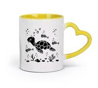 AYUEHBN Ceramics Novelty Tea or Coffee Cup Funny Little Turtle Ocean Marine Animals （11oz/320ml） for Espresso, Tea- Set Yellow