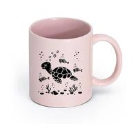 AYUEHBN Ceramics Novelty Tea or Coffee Cup Funny Little Turtle Ocean Marine Animals （11oz/320ml） for Espresso, Tea- Set Pink