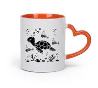 AYUEHBN Ceramics Novelty Tea or Coffee Cup Funny Little Turtle Ocean Marine Animals （11oz/320ml） for Espresso, Tea- Set Orange