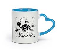 AYUEHBN Ceramics Novelty Tea or Coffee Cup Funny Little Turtle Ocean Marine Animals （11oz/320ml） for Espresso, Tea- Set Blue