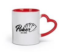 AYUEHBN Ceramics Novelty Tea or Coffee Cup Poker Club Cards Gambling Ace Casino （11oz/320ml） Great for Home, Office, Cafes, Gift Ideas Red