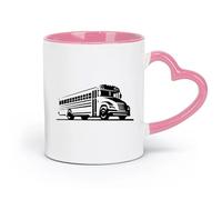 AYUEHBN Ceramics Novelty Tea or Coffee Cup School Bus Garage Auto Big Machine （11oz/320ml） Humorous Gift for Coffee Lovers, Work Besties, Coworkers & Friends Pink