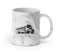 AYUEHBN Ceramics Novelty Tea or Coffee Cup School Bus Garage Auto Big Machine （11oz/320ml） Humorous Gift for Coffee Lovers, Work Besties, Coworkers & Friends Marble Black