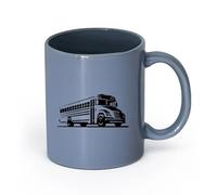 AYUEHBN Ceramics Novelty Tea or Coffee Cup School Bus Garage Auto Big Machine （11oz/320ml） Humorous Gift for Coffee Lovers, Work Besties, Coworkers & Friends Blue-Gray