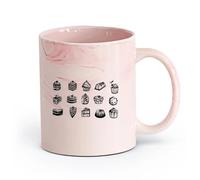 AYUEHBN Ceramics Personalised Mugs Bakery Store Candy Cake Sweet Kitchen Cafe （11oz/320ml） for Coffee, Soup, Tea, Milk, Latte, hot Cocoa, Ladies, Men Marble Pink