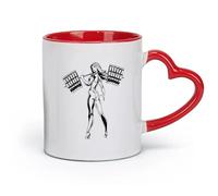 AYUEHBN Ceramics Personalised Mugs Fitnesscenter Bikini Girl Miss Sports Dumbbells Shell （11oz/320ml） for Home or Work Red