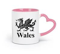 AYUEHBN Ceramics Personalised Mugs Principality of Wales Welsh Dragon Britain （11oz/320ml） Dishwasher Microwave Safe,for Office and Home Pink