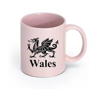 AYUEHBN Ceramics Personalised Mugs Principality of Wales Welsh Dragon Britain （11oz/320ml） Dishwasher Microwave Safe,for Office and Home Pink