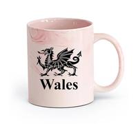 AYUEHBN Ceramics Personalised Mugs Principality of Wales Welsh Dragon Britain （11oz/320ml） Dishwasher Microwave Safe,for Office and Home Marble Pink