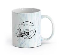 AYUEHBN Ceramics Personalised Mugs Railway Steam Train Locomotive Rail Transport （11oz/320ml） Office, Home, Café, Dishwasher & Microwave Safe Marble Blue