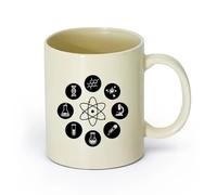 AYUEHBN Ceramics Personalised Mugs Science Atom Electron Science Chemistry Nuclear Physics （11oz/320ml） for Home or Work Light Yellow