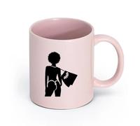 AYUEHBN Ceramics Personalised Mugs Silhouette Woman Leisure Vacation Travel Agency （11oz/320ml） Ceramic Coffee Mugs for Home or Work Pink