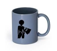 AYUEHBN Ceramics Personalised Mugs Silhouette Woman Leisure Vacation Travel Agency （11oz/320ml） Ceramic Coffee Mugs for Home or Work Blue-Gray