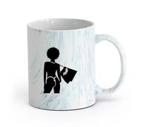 AYUEHBN Ceramics Personalised Mugs Silhouette Woman Leisure Vacation Travel Agency （11oz/320ml） Ceramic Coffee Mugs for Home or Work Marble Blue