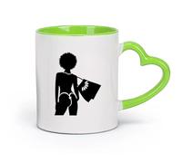 AYUEHBN Ceramics Personalised Mugs Silhouette Woman Leisure Vacation Travel Agency （11oz/320ml） Ceramic Coffee Mugs for Home or Work Green