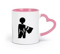 AYUEHBN Ceramics Personalised Mugs Silhouette Woman Leisure Vacation Travel Agency （11oz/320ml） Ceramic Coffee Mugs for Home or Work Pink