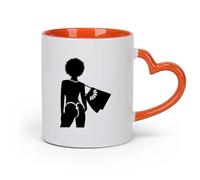 AYUEHBN Ceramics Personalised Mugs Silhouette Woman Leisure Vacation Travel Agency （11oz/320ml） Ceramic Coffee Mugs for Home or Work Orange