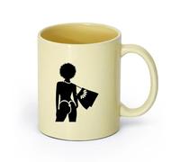 AYUEHBN Ceramics Personalised Mugs Silhouette Woman Leisure Vacation Travel Agency （11oz/320ml） Ceramic Coffee Mugs for Home or Work Beige