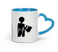 AYUEHBN Ceramics Personalised Mugs Silhouette Woman Leisure Vacation Travel Agency （11oz/320ml） Ceramic Coffee Mugs for Home or Work Blue