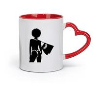 AYUEHBN Ceramics Personalised Mugs Silhouette Woman Leisure Vacation Travel Agency （11oz/320ml） Ceramic Coffee Mugs for Home or Work Red
