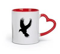 AYUEHBN Ceramics Porcelain Coffee Mugs Flying Bird Eagle Silhouette Wild Life （11oz/320ml） Coffee, Tea, Latte, Milk, Cocoa, Juice and Other Hot Drinks Red