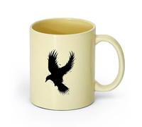 AYUEHBN Ceramics Porcelain Coffee Mugs Flying Bird Eagle Silhouette Wild Life （11oz/320ml） Coffee, Tea, Latte, Milk, Cocoa, Juice and Other Hot Drinks Beige