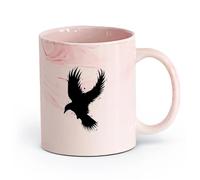 AYUEHBN Ceramics Porcelain Coffee Mugs Flying Bird Eagle Silhouette Wild Life （11oz/320ml） Coffee, Tea, Latte, Milk, Cocoa, Juice and Other Hot Drinks Marble Pink