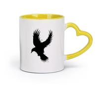 AYUEHBN Ceramics Porcelain Coffee Mugs Flying Bird Eagle Silhouette Wild Life （11oz/320ml） Coffee, Tea, Latte, Milk, Cocoa, Juice and Other Hot Drinks Yellow