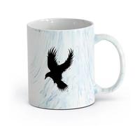 AYUEHBN Ceramics Porcelain Coffee Mugs Flying Bird Eagle Silhouette Wild Life （11oz/320ml） Coffee, Tea, Latte, Milk, Cocoa, Juice and Other Hot Drinks Marble Blue