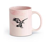 AYUEHBN Ceramics Porcelain Coffee Mugs Flying Eagle Wings Predator American Bird （11oz/320ml） Cappuccino, Latte Macchiato, Tea, Espresso Marble Pink