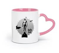 AYUEHBN Ceramics Porcelain Coffee Mugs Go Dive Scuba Diver Diving Home （11oz/320ml） Coffee, Tea, Latte, Milk, Cocoa, Juice and Other Hot Drinks Pink