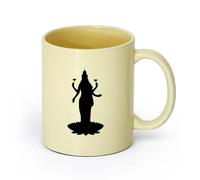 AYUEHBN Ceramics Porcelain Coffee Mugs Lakshmi Goddess Hinduism Hindu God Lotus （11oz/320ml） Office, Home, Café, Dishwasher & Microwave Safe Beige
