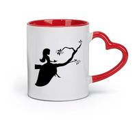 AYUEHBN Ceramics Porcelain Coffee Mugs Little Princess Girl Branch Nursery （11oz/320ml） for Coffee, Soup, Tea, Milk, Latte, hot Cocoa, Ladies, Men Red