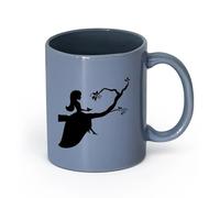 AYUEHBN Ceramics Porcelain Coffee Mugs Little Princess Girl Branch Nursery （11oz/320ml） for Coffee, Soup, Tea, Milk, Latte, hot Cocoa, Ladies, Men Blue-Gray