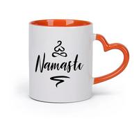 AYUEHBN Ceramics Porcelain Coffee Mugs Namaste Meditation Yoga Studio Relax （11oz/320ml） for Coffee, Soup, Tea, Milk, Latte, hot Cocoa, Ladies, Men Orange